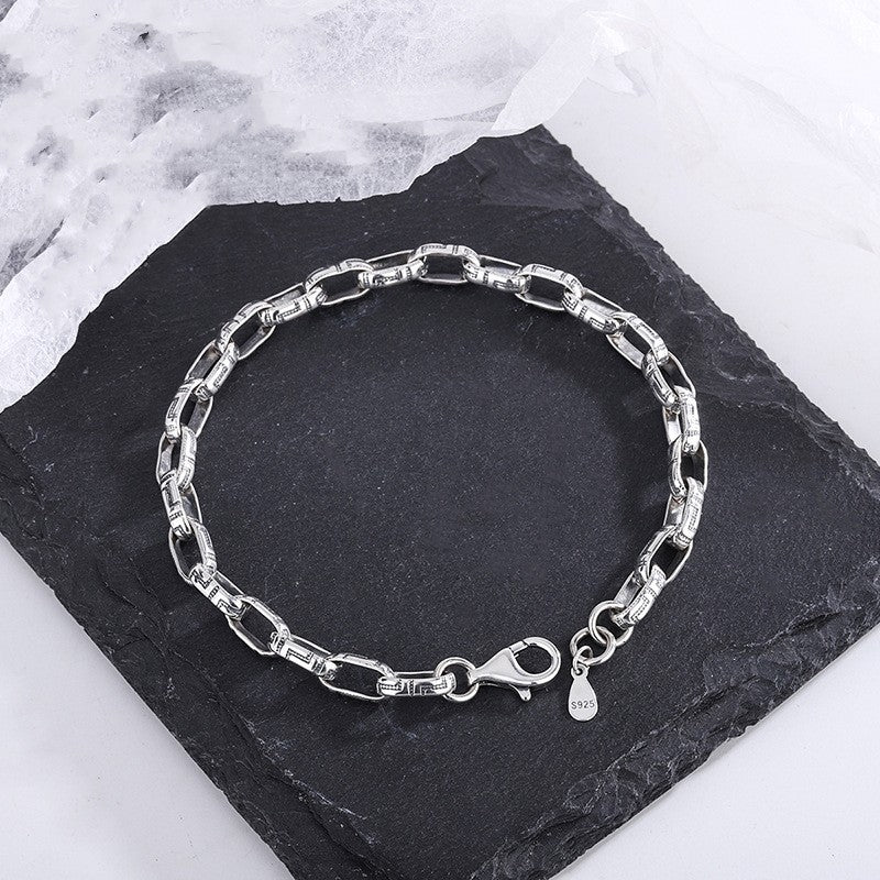 S925 Silver Bracelet Classic Great Wall Print Punk Style - Bracelets -  Trend Goods