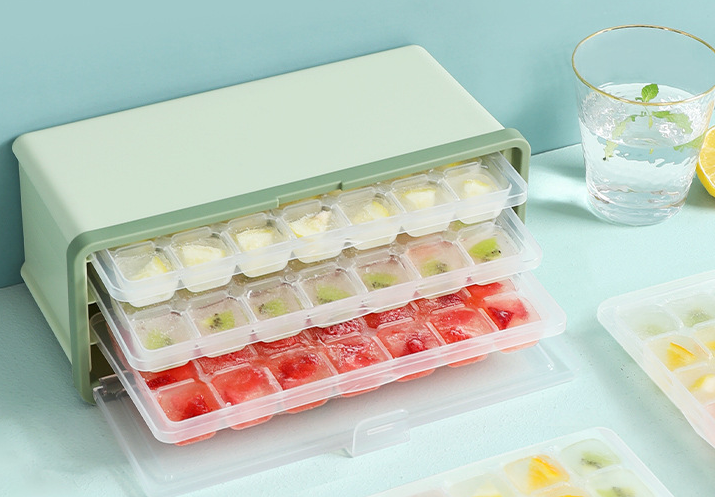 Drawer Type Plastic Ice Cube Mold With Lid And Bin - Ice Cubes -  Trend Goods