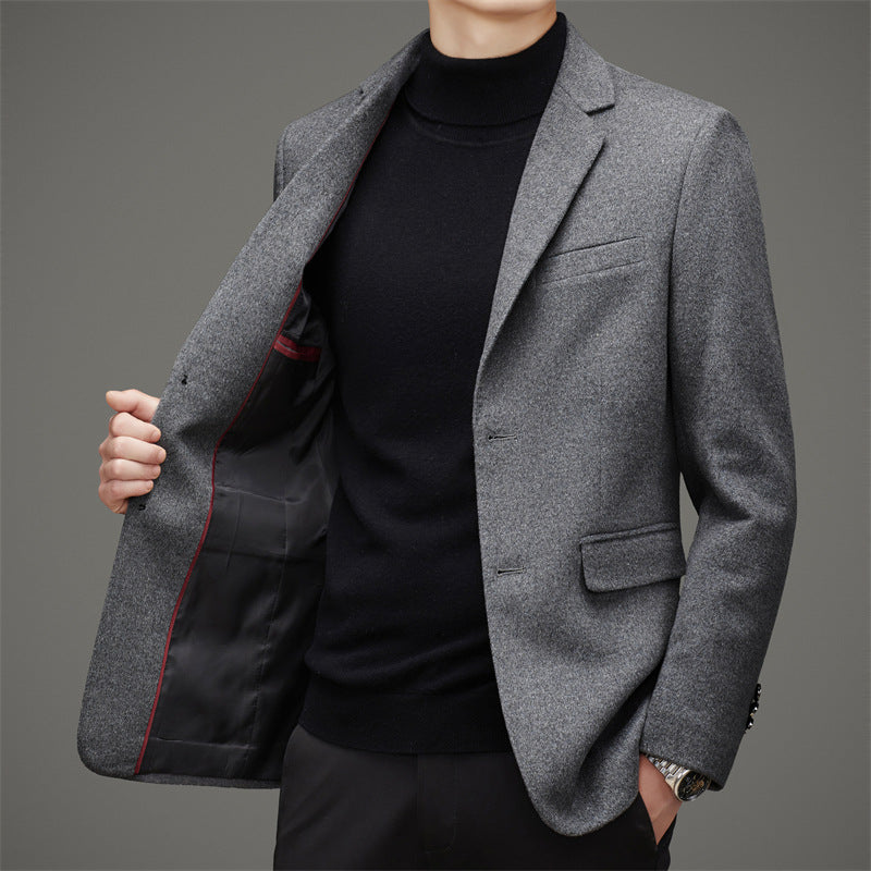 Men's Business Casual Solid Color Wool Tweed Suit Top - Suit Tops -  Trend Goods