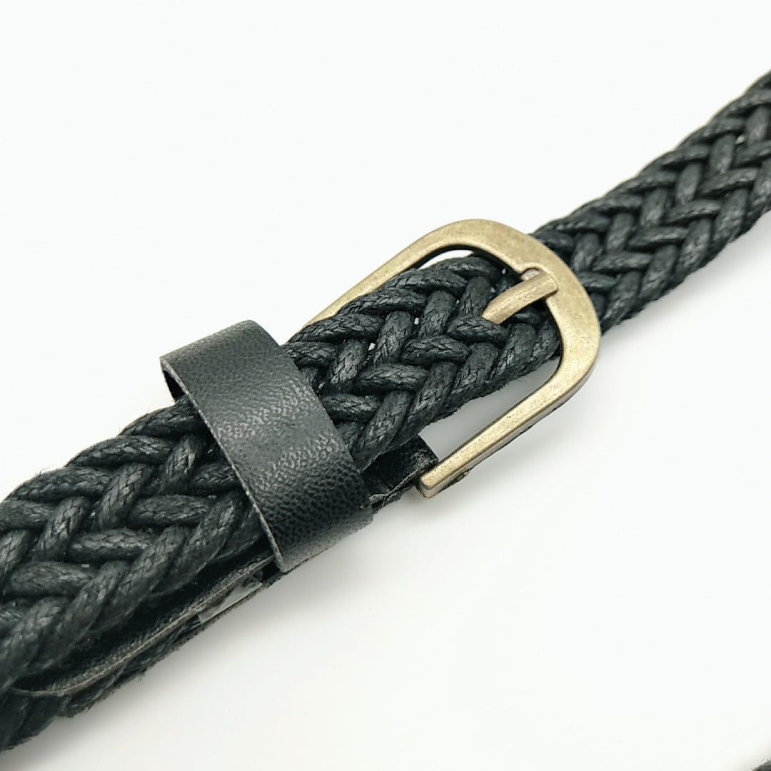 Retro Style Wax Rope Woven Belt Pu Bronze Alloy Pin Buckle - Belts -  Trend Goods
