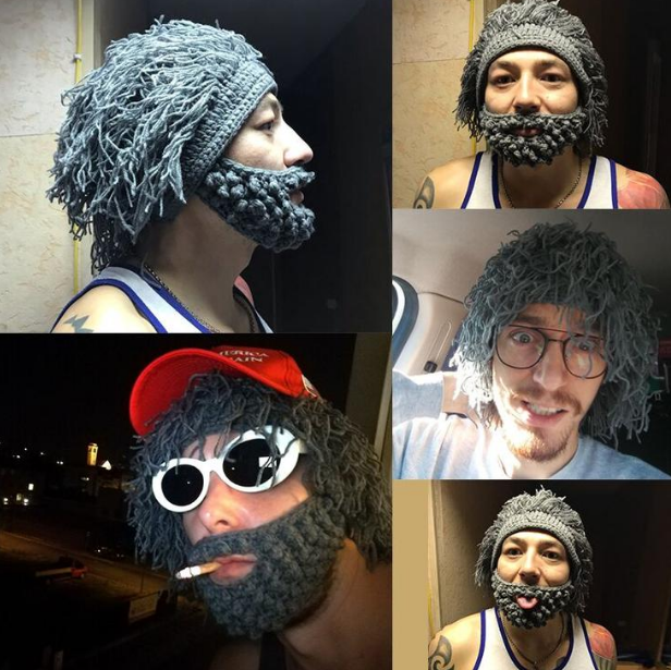 Party spoof knit wool hats beard and wig hats - Knitted Hats -  Trend Goods