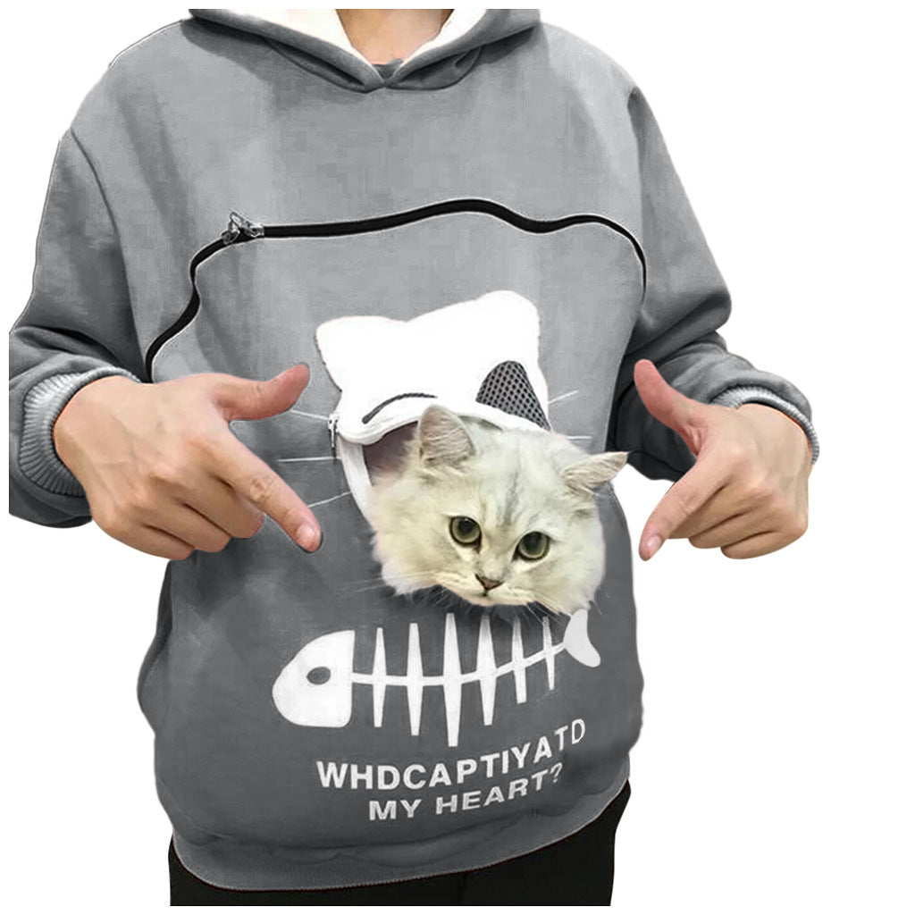 Hoodie Sweatshirt With Cat Pet Pocket Design - Hoodies -  Trend Goods