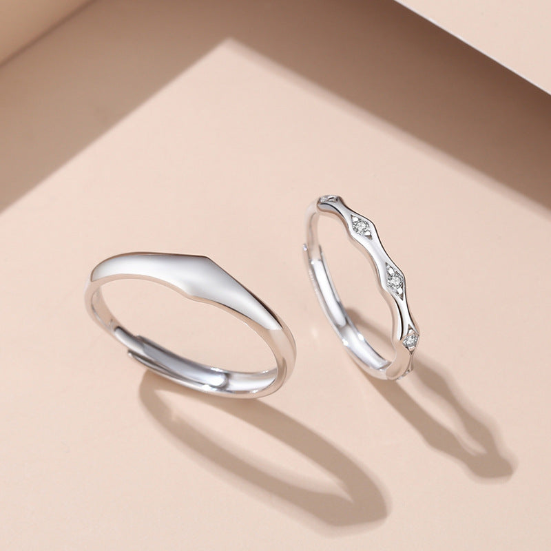 Knight's Love Couple Ring Simple Light Faced Zircon - Rings -  Trend Goods