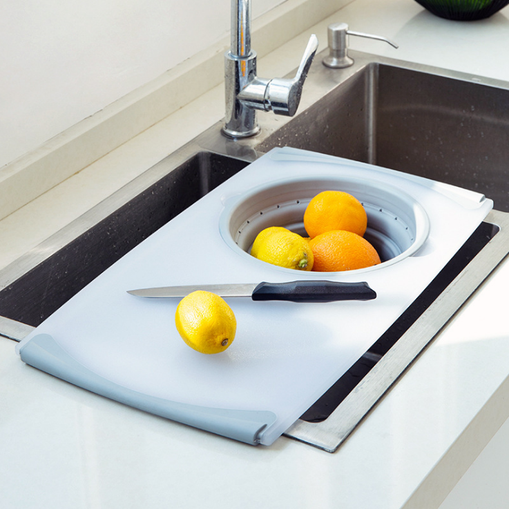 Innovative Multi-Functional 3 in 1 Chopping Board Detachable Folding Drain Basket Sink Cutting Board - Cutting Boards -  Trend Goods