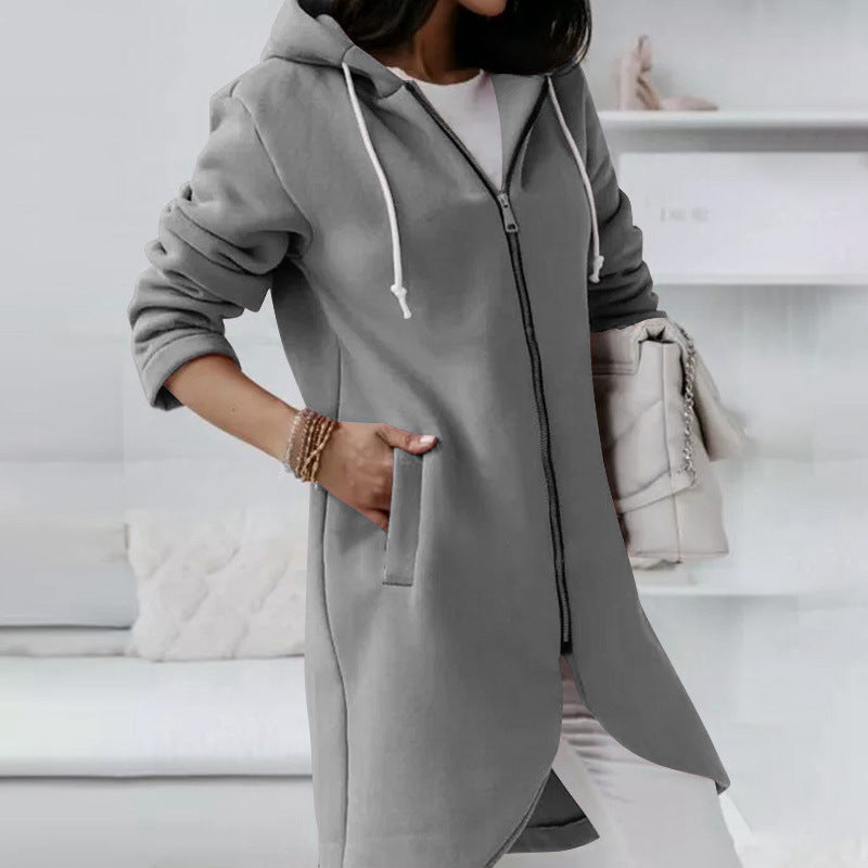 Hooded Long Sleeve Zipper With Pocket - Zippers -  Trend Goods