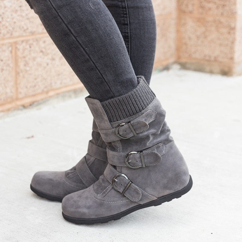 Casual Winter Strap Buckle Boots - Boots -  Trend Goods