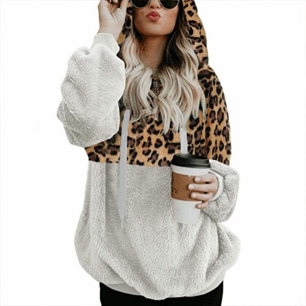 Leopard Print Hooded Sweater Loose Fall Winter Women Hoodies - Hoodies -  Trend Goods