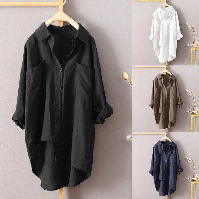 Cardigan Double Pocket Long Sleeve Top - Shirts -  Trend Goods