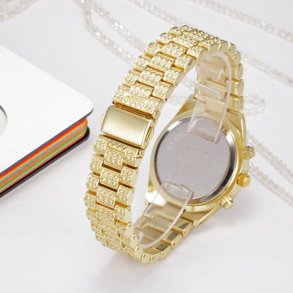 Crystal Quartz Stainless Steel Analog Wrist Watch - Watches -  Trend Goods