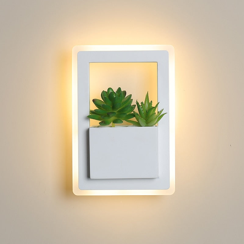 Modern LED Bedside Wall Lamp with Plant - Lamps -  Trend Goods