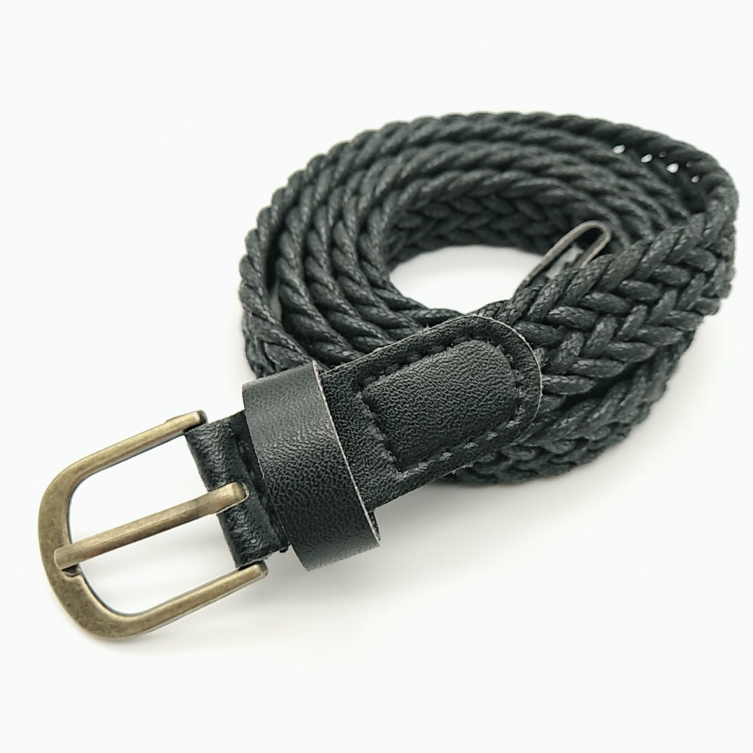 Retro Style Wax Rope Woven Belt Pu Bronze Alloy Pin Buckle - Belts -  Trend Goods