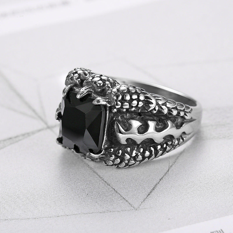 Stainless Steel Retro Style With Diamond Dragon Claw Ring - Rings -  Trend Goods