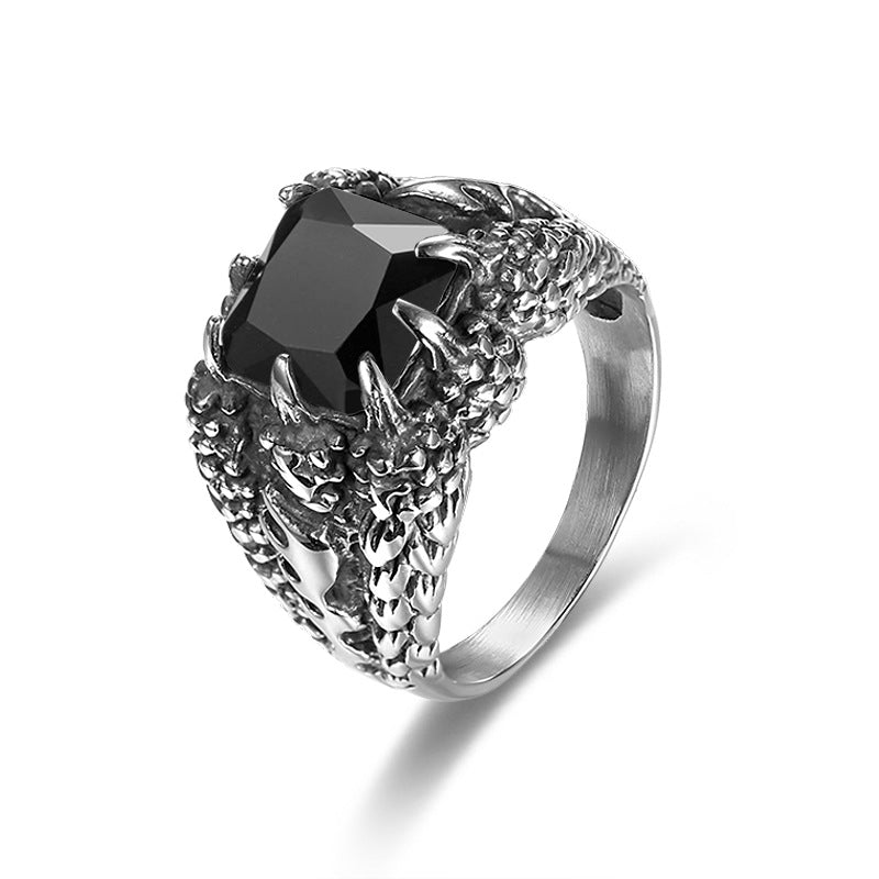 Stainless Steel Retro Style With Diamond Dragon Claw Ring - Rings -  Trend Goods