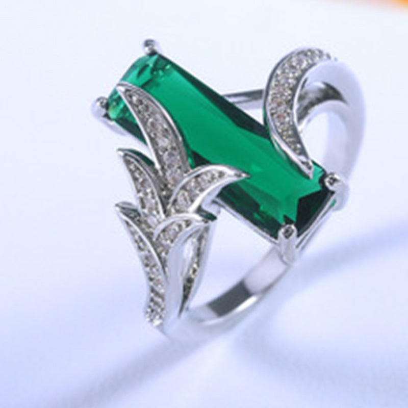 Emerald Topaz Diamond Ring - Rings -  Trend Goods