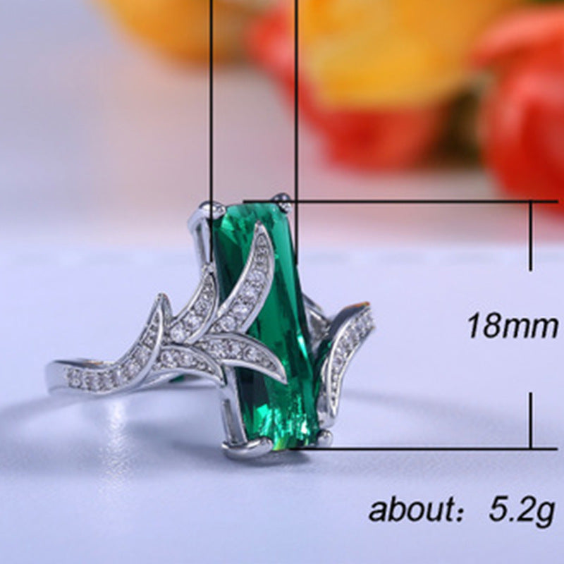 Emerald Topaz Diamond Ring - Rings -  Trend Goods