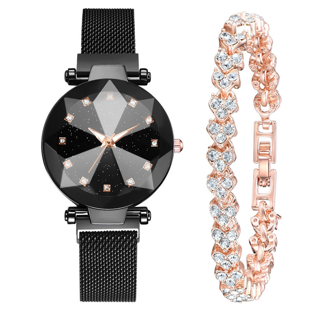 Square Diamond Rhinestone Starry Sky Face Ladies Watch Set with Bracelet - Watches -  Trend Goods