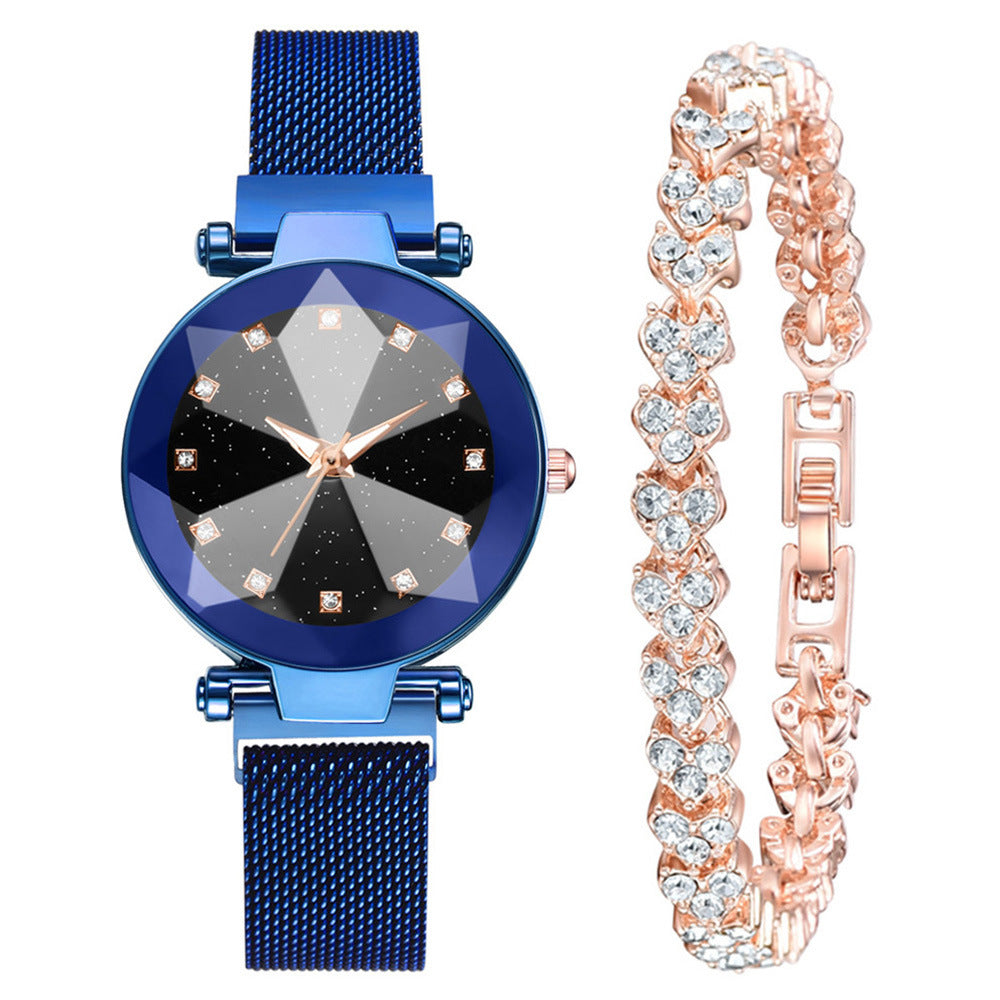 Square Diamond Rhinestone Starry Sky Face Ladies Watch Set with Bracelet - Watches -  Trend Goods