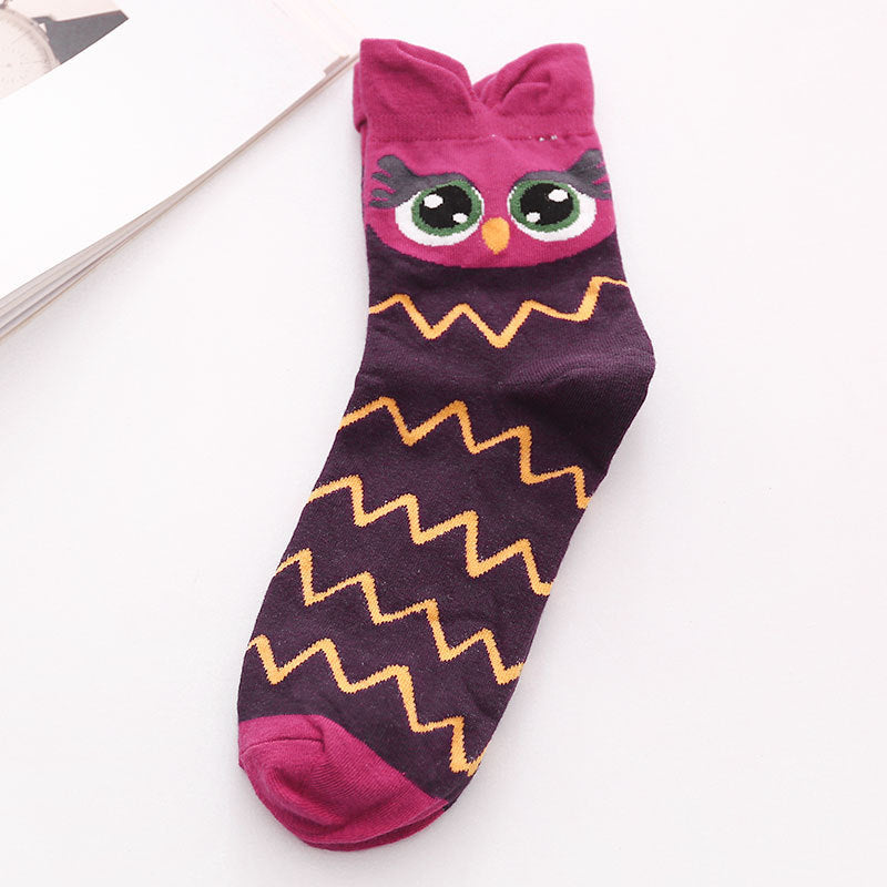 Three-Dimensional Cartoon Owl Cotton Mid-Tube Women Socks - Socks -  Trend Goods