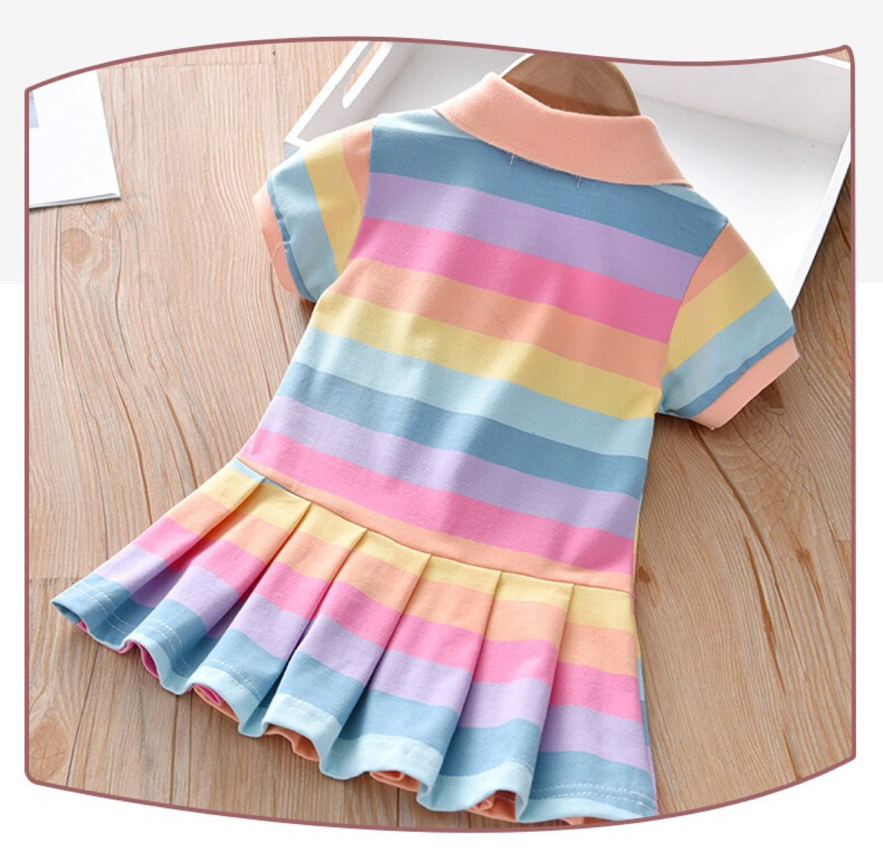 Striped Short-sleeved Dress - Dresses -  Trend Goods