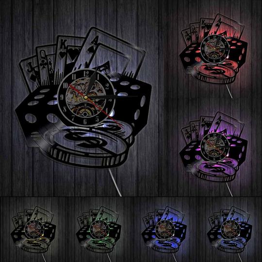 Led Light Poker Theme Creative Retro Nostalgic Wall Clock - Wall Clocks -  Trend Goods