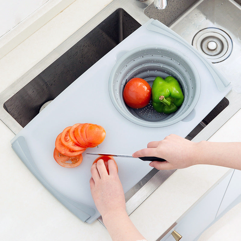 Innovative Multi-Functional 3 in 1 Chopping Board Detachable Folding Drain Basket Sink Cutting Board - Cutting Boards -  Trend Goods