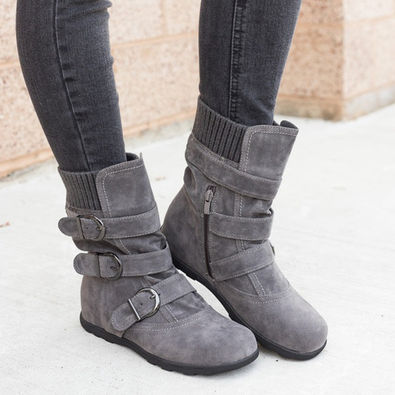 Casual Winter Strap Buckle Boots - Boots -  Trend Goods