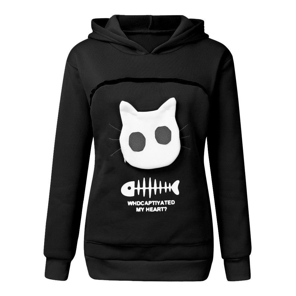 Hoodie Sweatshirt With Cat Pet Pocket Design - Hoodies -  Trend Goods