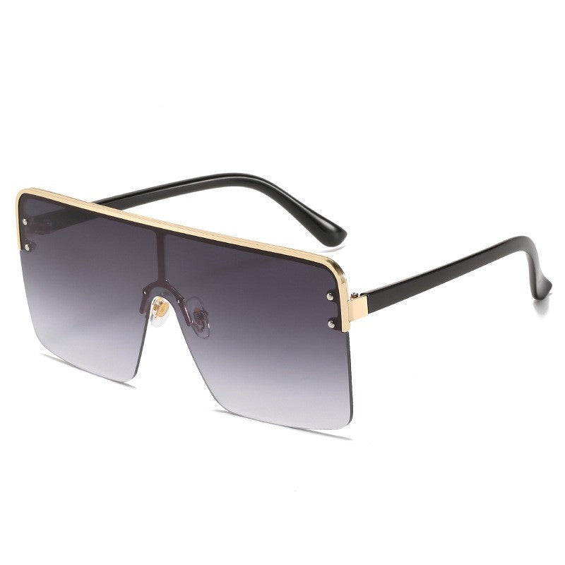 Fashion Big Frame Metal Gradient Color All-in-one Sunglasses - Sunglasses -  Trend Goods