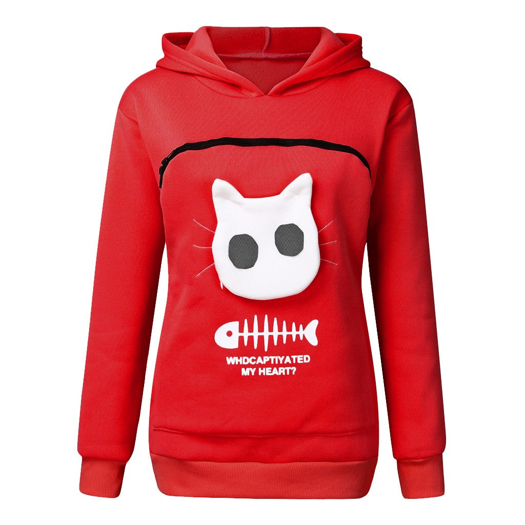 Hoodie Sweatshirt With Cat Pet Pocket Design - Hoodies -  Trend Goods