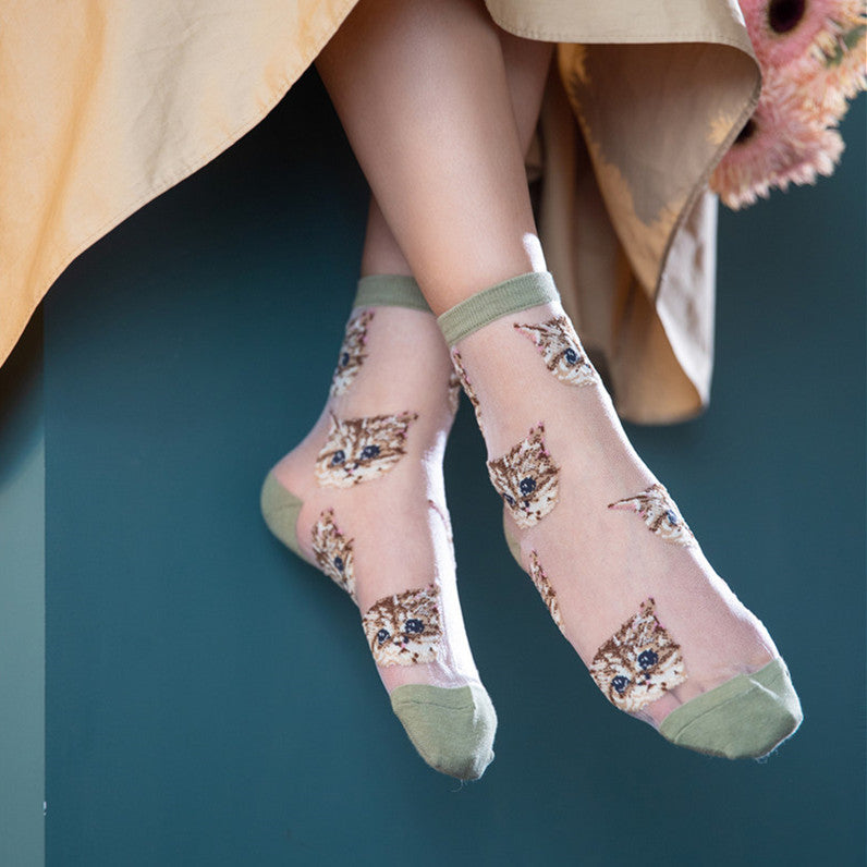 Sweet Glass Silk Cat Figure Stockings - Socks -  Trend Goods