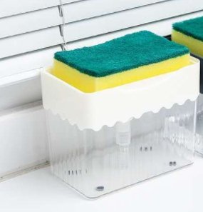 2-in-1 Soap Dispenser Sponge Caddy Push-type Liquid Box Detergent Automatic Dosing Box - Kitchen Tools -  Trend Goods