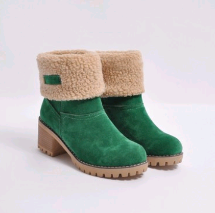 Mid-Tube Thick Heel Suede Snow Boots - Boots -  Trend Goods