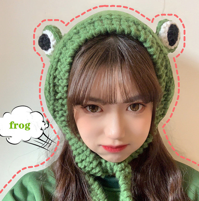 Big eyes frog woolen hat - Hats -  Trend Goods