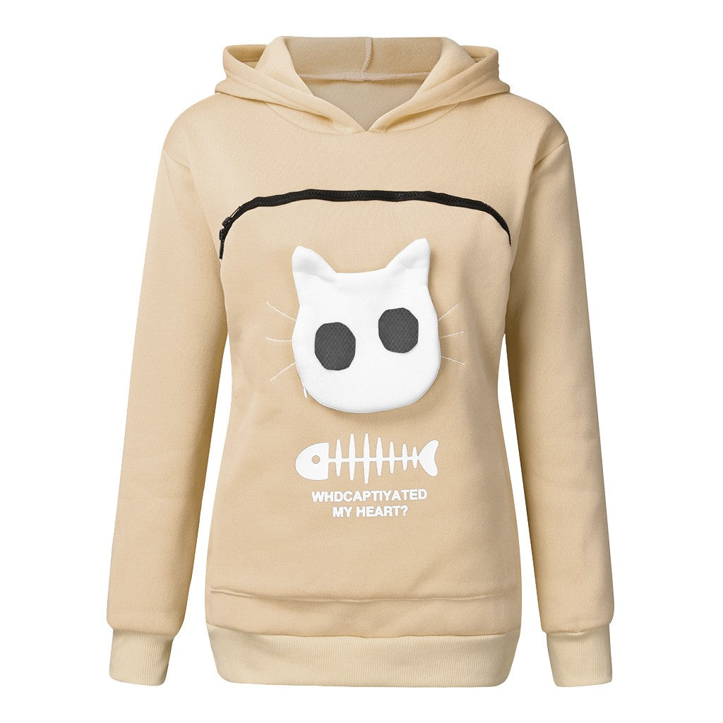 Hoodie Sweatshirt With Cat Pet Pocket Design - Hoodies -  Trend Goods