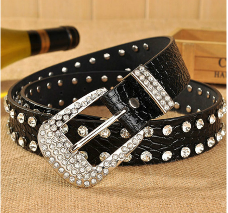 Rhinestone embellished wide belt - Belts -  Trend Goods