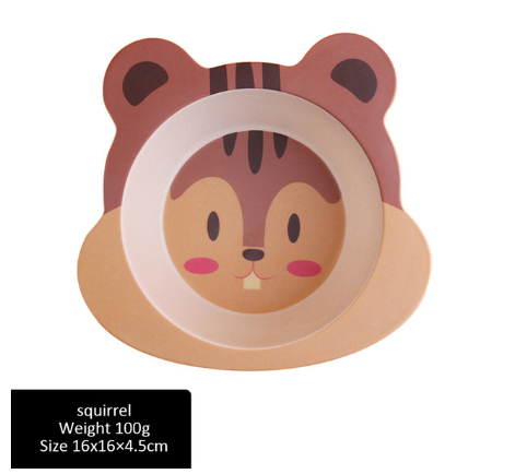 Animal Cartoon Bamboo Fiber Children Baby Plate - Baby Bowls -  Trend Goods