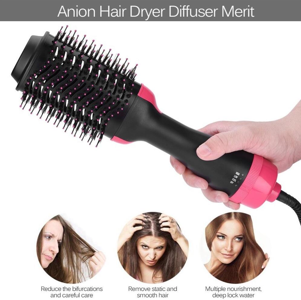 One-Step Electric Hair Dryer Comb Multifunctional Comb Straightener Hair Curling - Hair Brushes -  Trend Goods