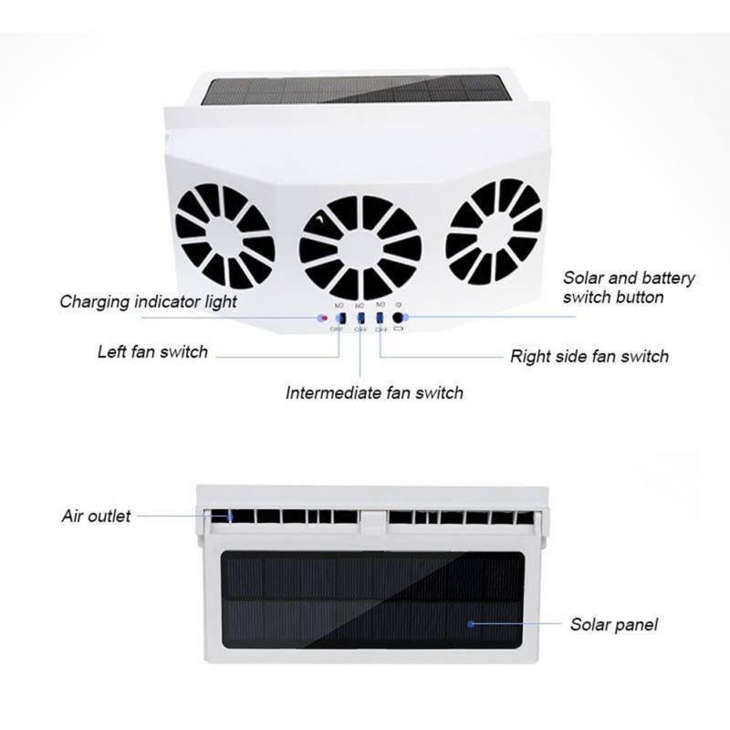 Car Portable Solar Energy Cooling Vent 3 Fans - Fans -  Trend Goods