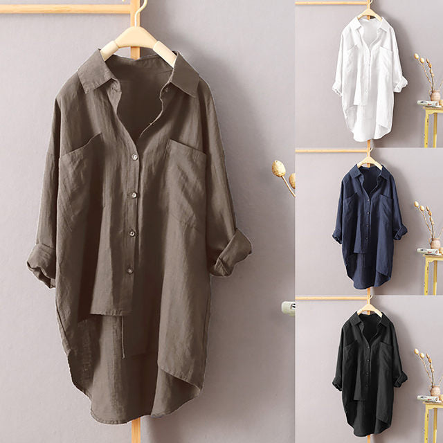 Cardigan Double Pocket Long Sleeve Top - Shirts -  Trend Goods