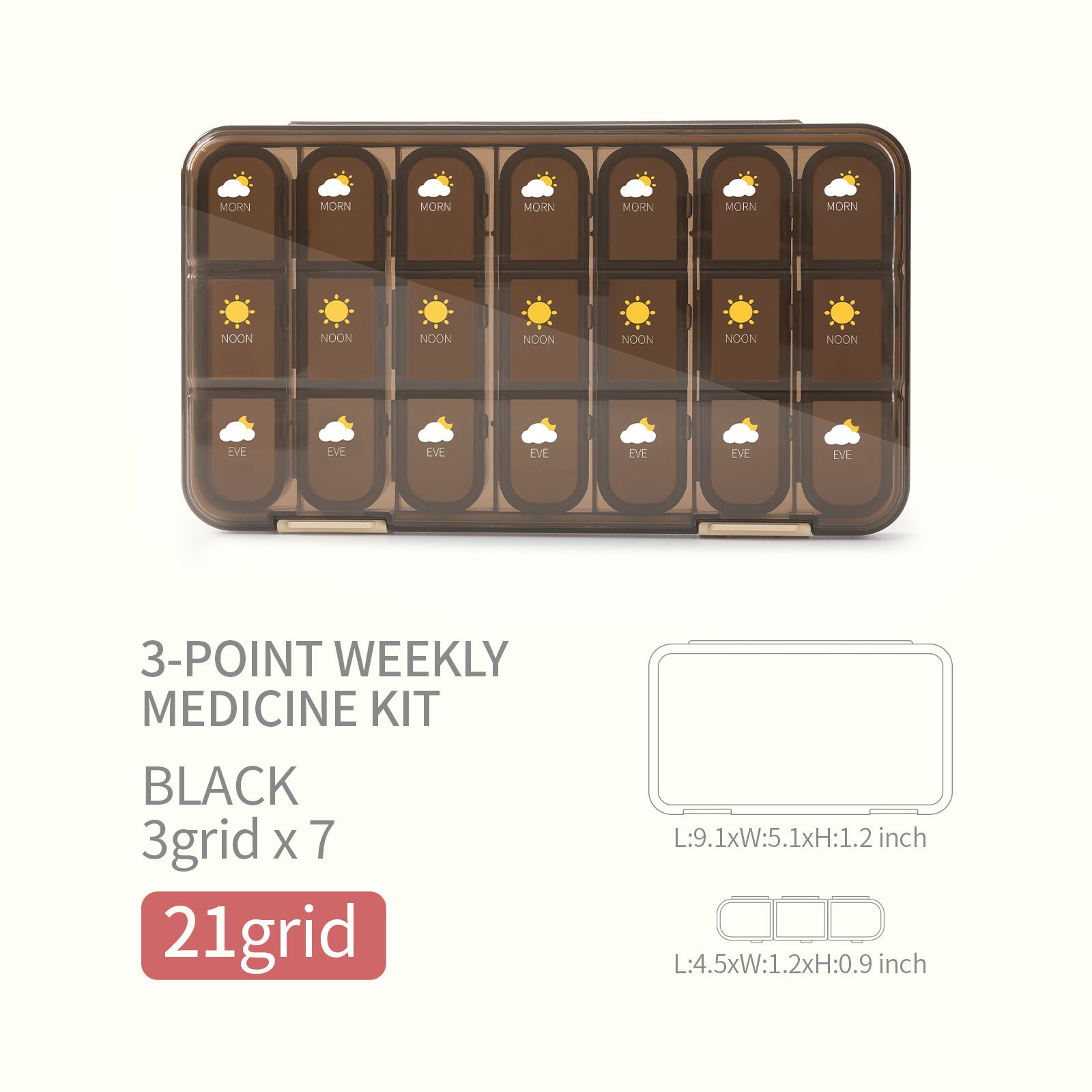 One Week Sealed Pill Box 21 - 28 Compartments - Pillboxes -  Trend Goods