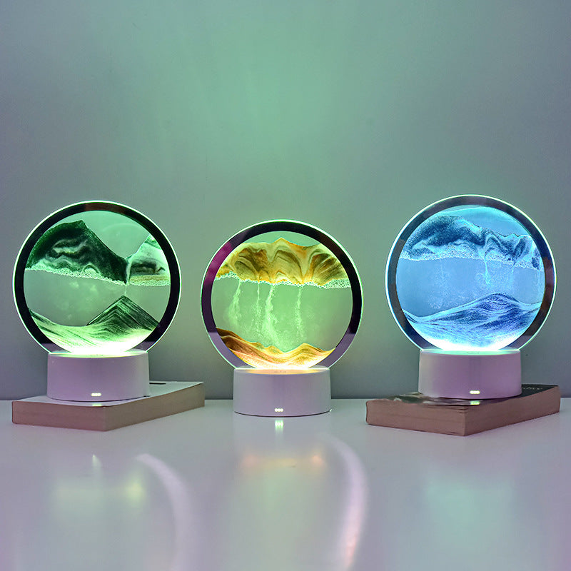 Desktop Quicksand Painting Dynamic Decoration Hourglass Lamp - Home Decor -  Trend Goods