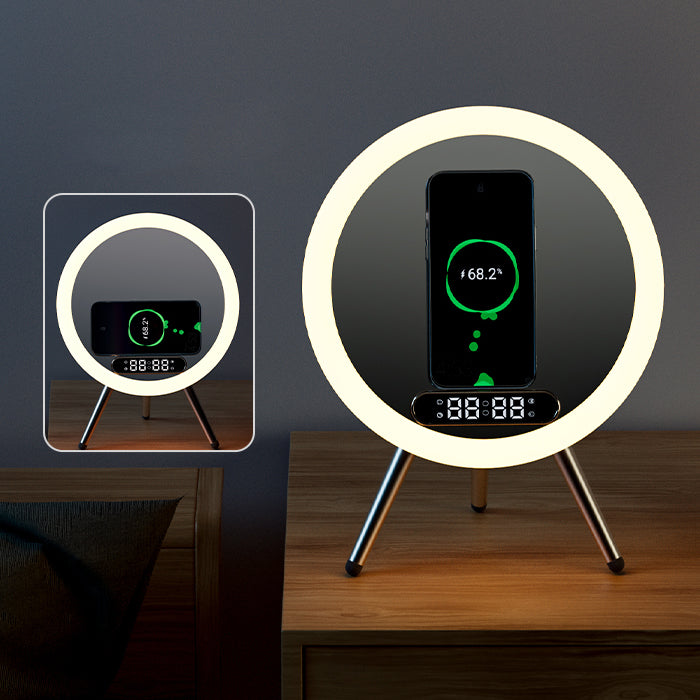 Multi-function LED Mirror Alarm Clock Wireless Charger Bluetooth Speaker - Make-up Mirrors -  Trend Goods