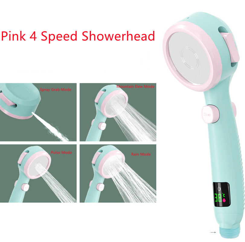 Temperature Display Shower Head Pressurized Shower Head - Shower Heads -  Trend Goods