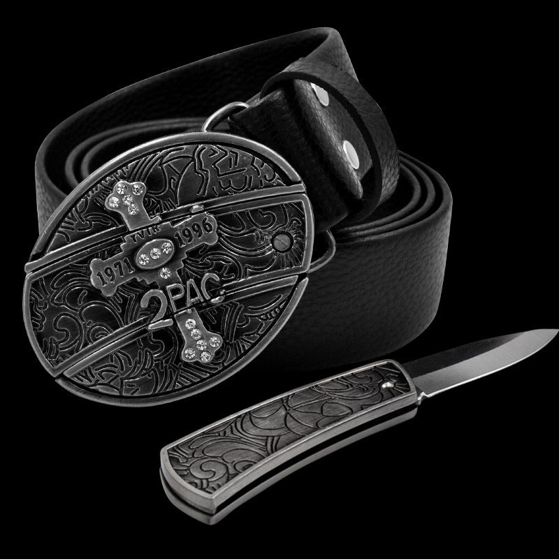 Men's Leather Smooth Buckle Belt Knife - Belts -  Trend Goods