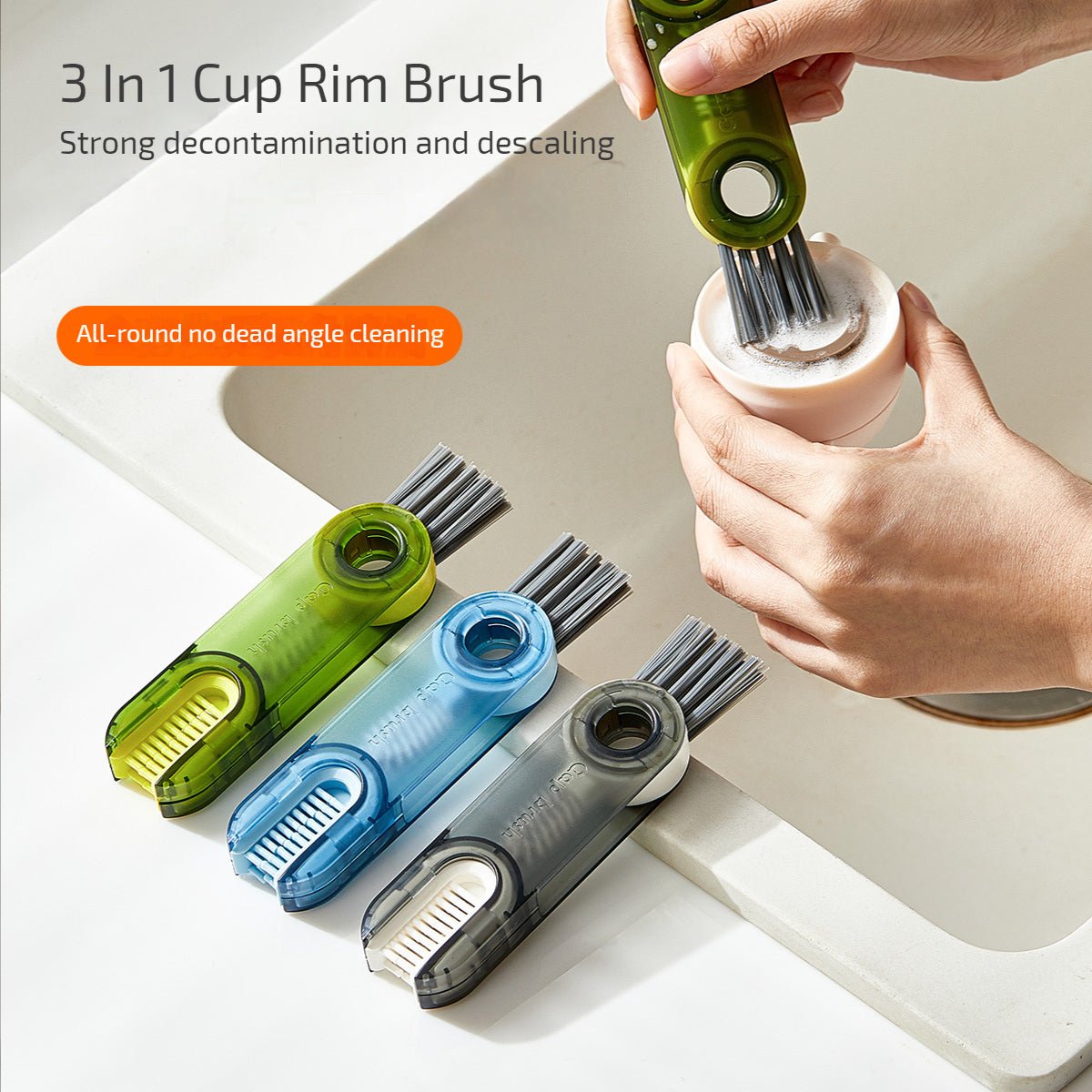 3 In 1 Tiny Bottle Cup Cover Brush Straw Cleaner Tools Multi-Functional Crevice Cleaning Brush - Dish Brushes -  Trend Goods