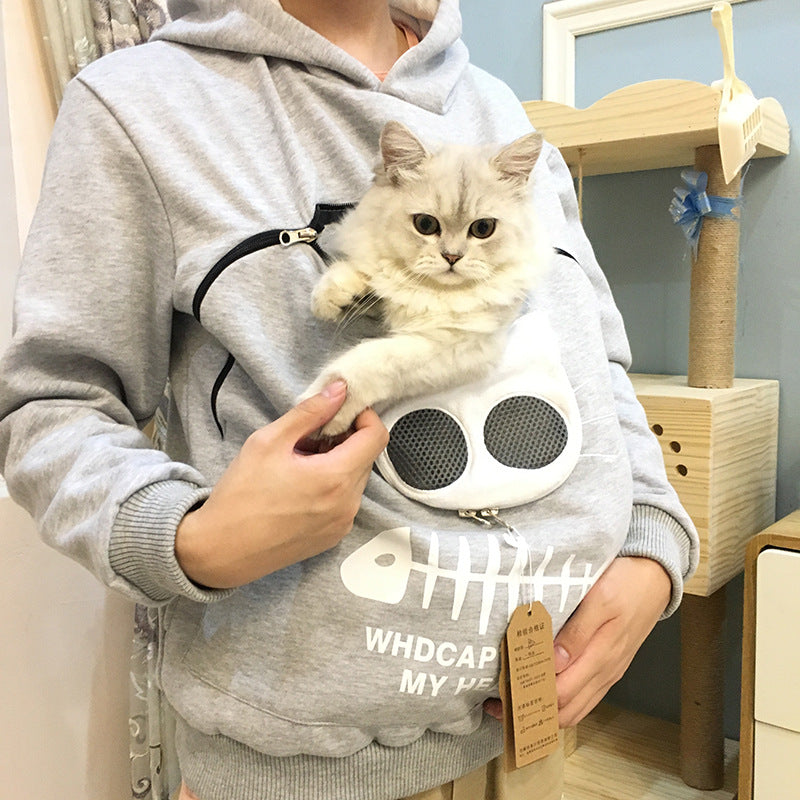 Hoodie Sweatshirt With Cat Pet Pocket Design - Hoodies -  Trend Goods