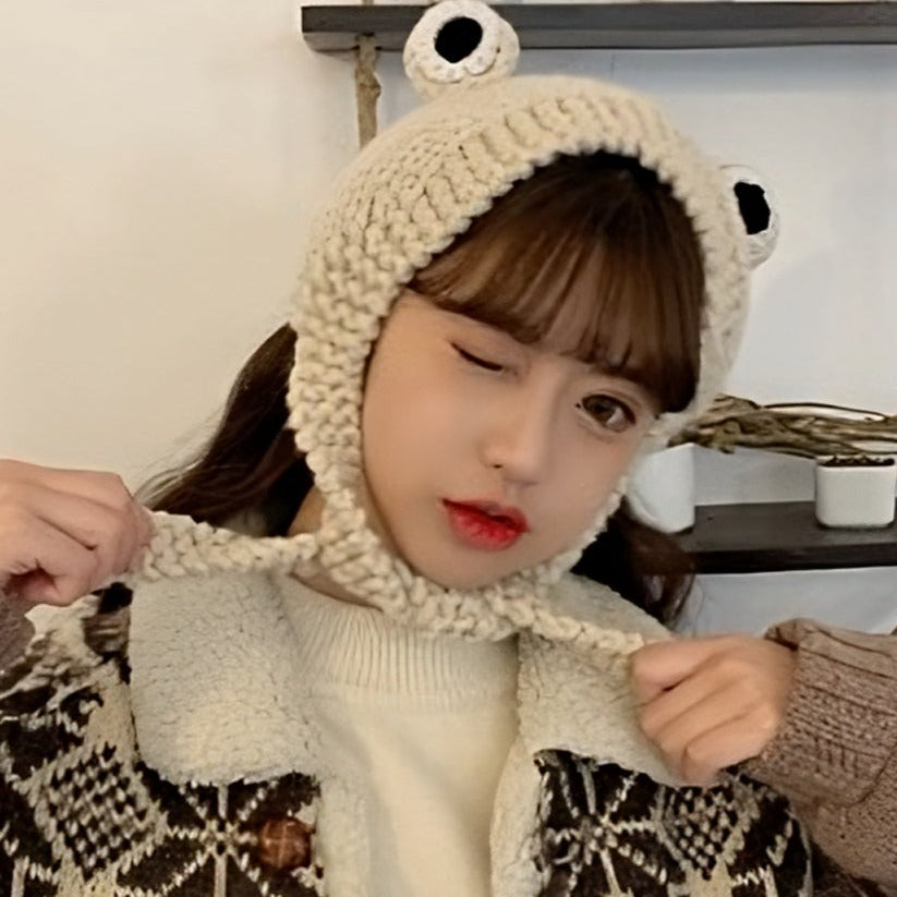 Big eyes frog woolen hat - Hats -  Trend Goods