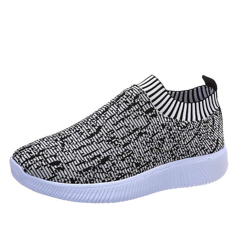 Stripe Knit Sock Shoes Flats Sneakers - Shoes -  Trend Goods