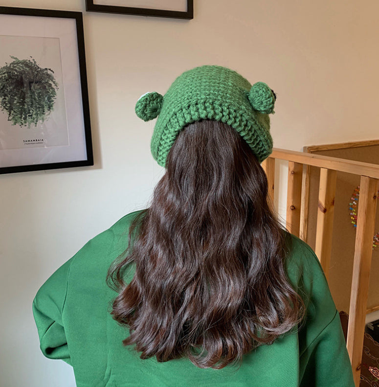 Big eyes frog woolen hat - Hats -  Trend Goods