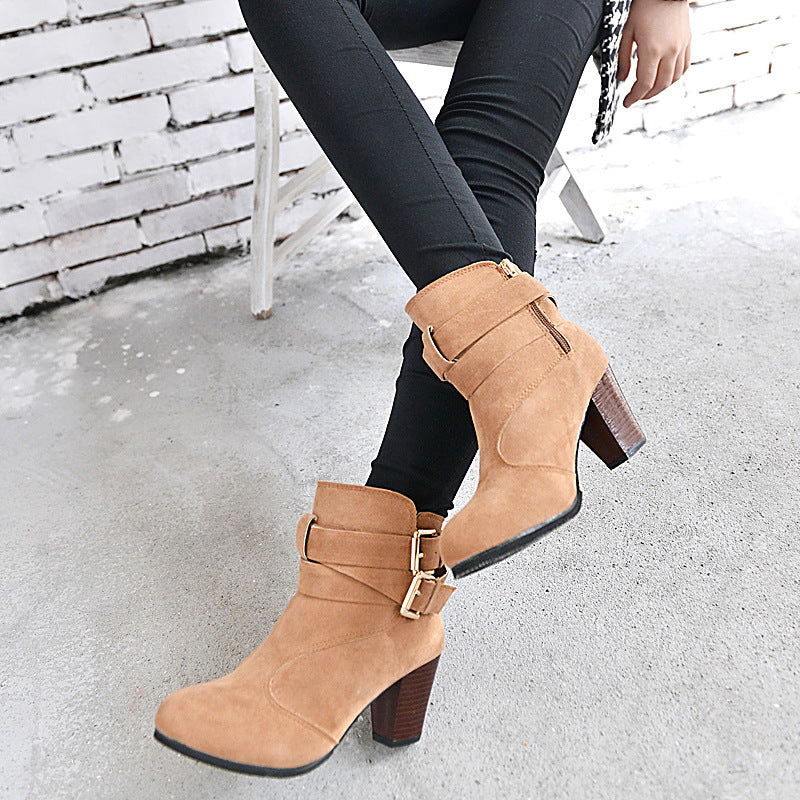 High Heels Leather Ankle Boots - Boots -  Trend Goods